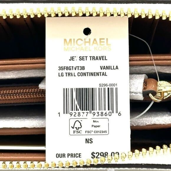 Michael Kors Large Continental Wallet Wristlet Vanilla/Brown - Picture 10 of 10